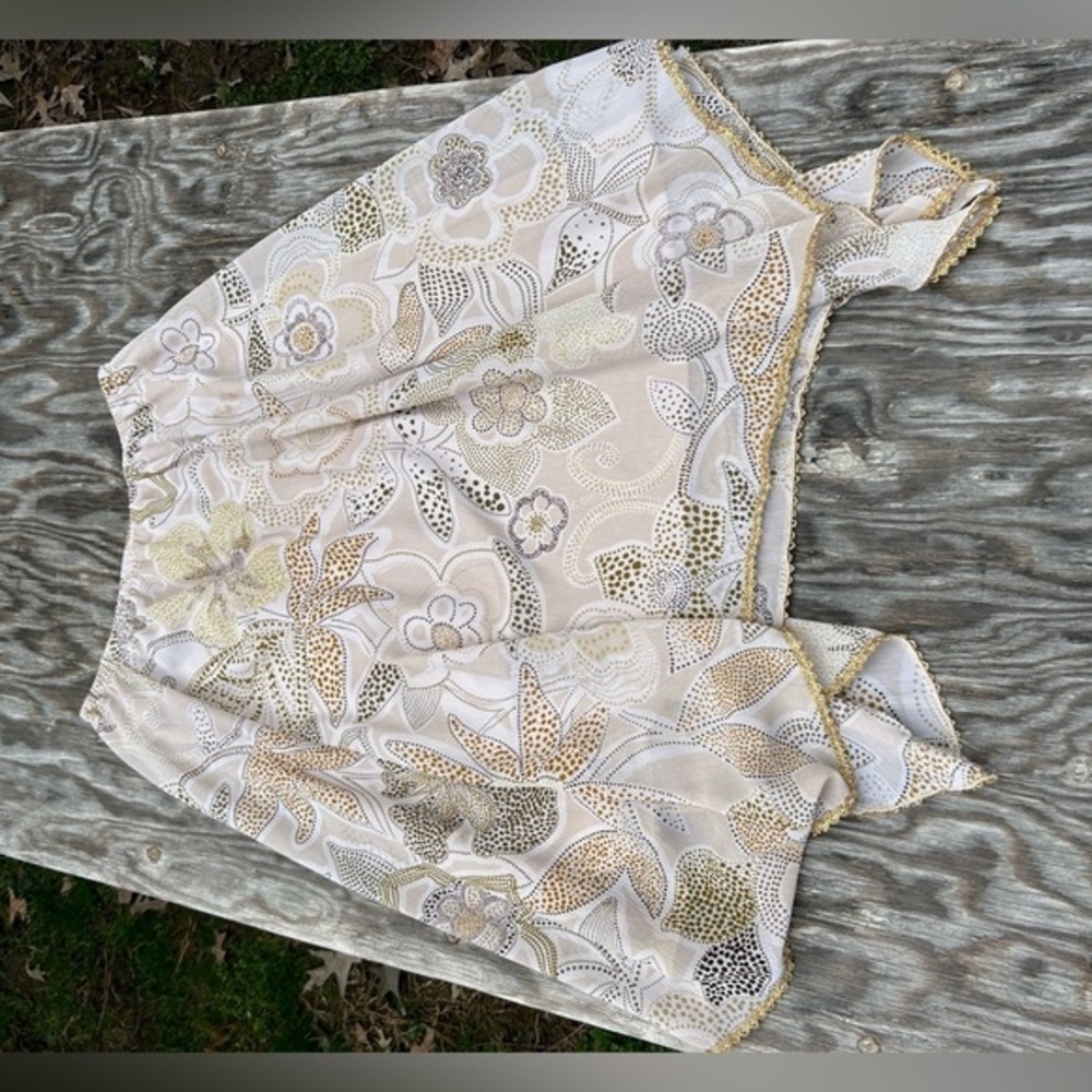 JH Collectibles‎ Skirt Womens 14  Floral Tan Gold Whimsy Fairy Feminine Cottage